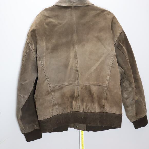 Basic Editions Distressed Brown Suede Bomber Jacket Size XL - Picture 2 of 3